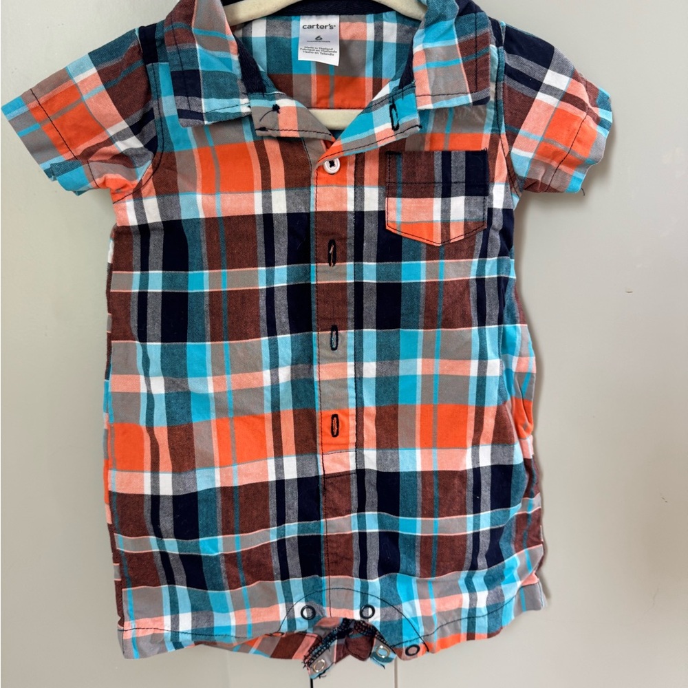 Carter's - Multicolor Plaid Baby Boy Romper (6m)